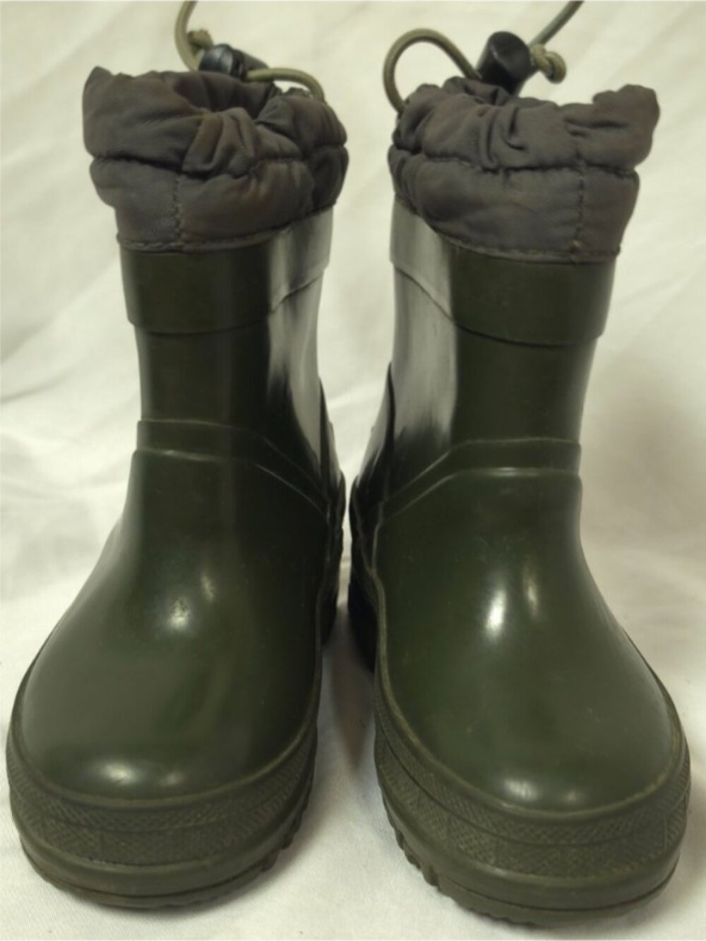 Lands End Toddler Size 5 M Green Rubber Rain Snow Slip-On Draw String Boots